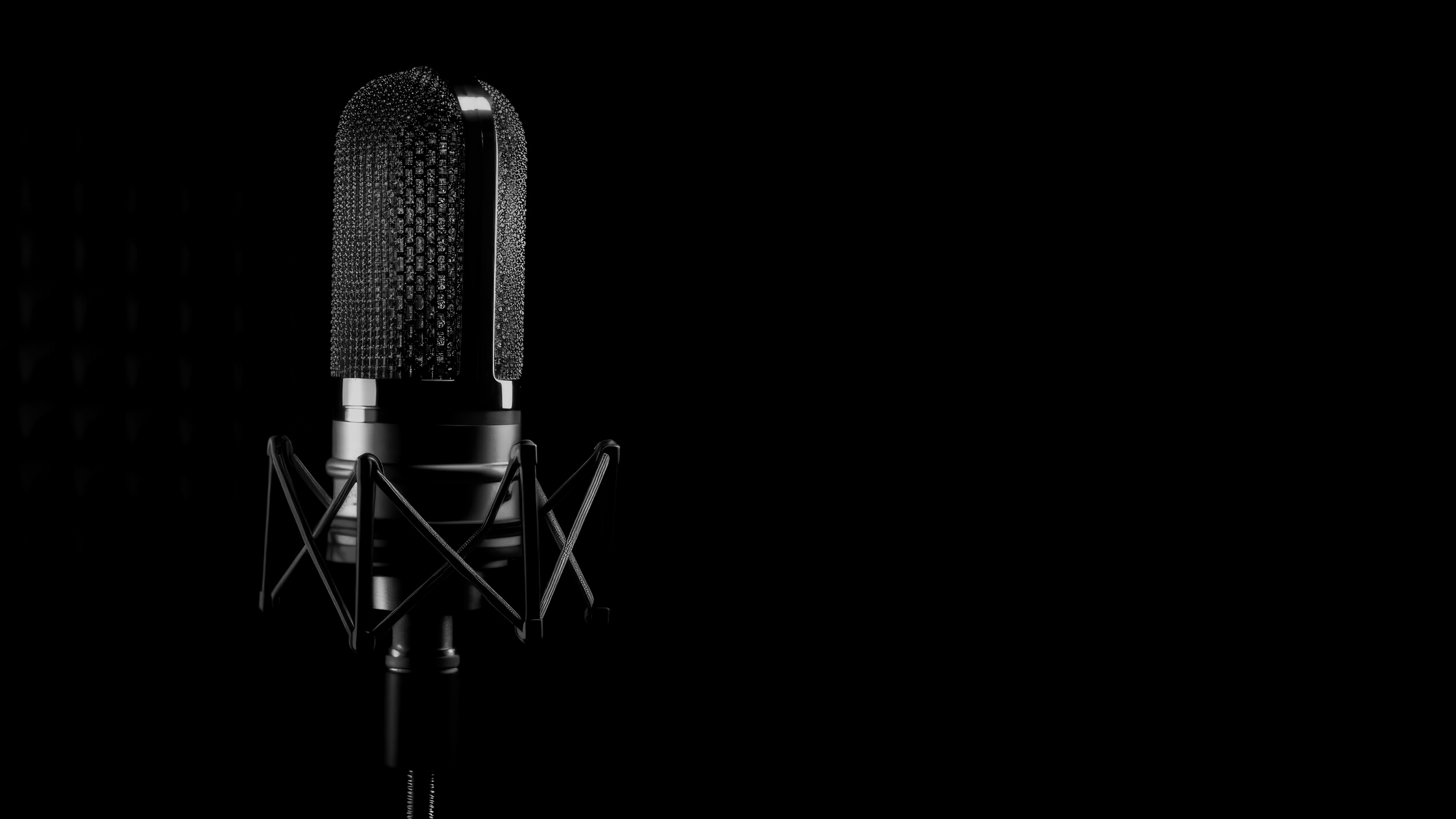 Studio Podcast Microphone in Studio Room Background